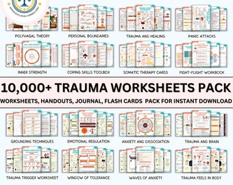 Trauma therapy bundle, anxiety coping skill card, therapy worksheets, crisis therapy PTSD, anxiety therapy tool, safety plan, BPD