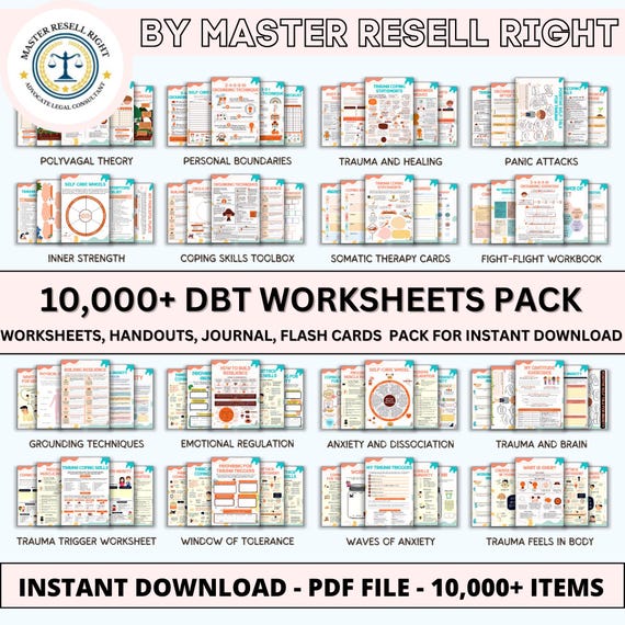DBT mega Bundle. Dialectical Behavior Therapy. Distress Tolerant Skills. Mindfulness Skills. Therapist Resources. Client Tools. Workbooks