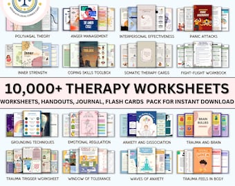 Paquete de terapia, hojas de trabajo de psicología, sistemas familiares internos, paquete de TCD, guiones de EMDR, paquete de trauma, paquete de actuación, recursos para psicólogos.