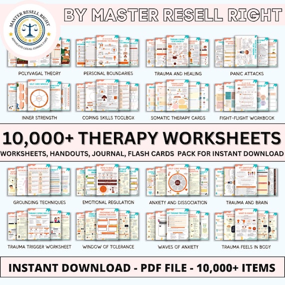Therapy bundle, Psychology Worksheets, internal family systems, DBT bundle, EMDR scripts, trauma bundle, act bundle, psychologist resources
