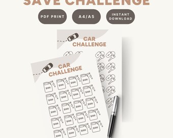 Car Savings Challenge Printable: A6 Budget Binder Insert (PDF)