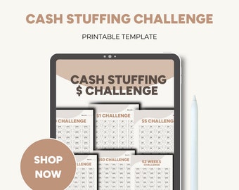 A6 Cash Stuffing Saving Challenge: Printable PDF Template