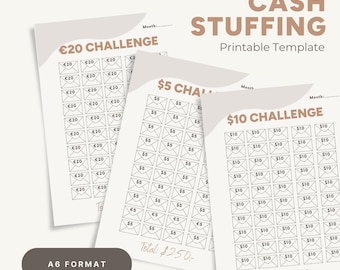 A6 Cash Stuffing Challenge Printable: Savings Tracker (PDF)