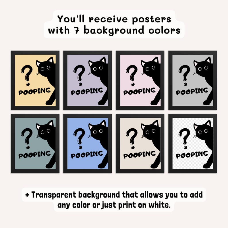 Funny Cat Poster Set Trendy Bathroom Art Print Catful Home Decoration