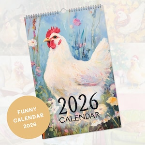 2026 Chicken Wall Calendar Large Monthly Planner Stationery Funny Hen Farmhouse Decor Farm Chicken Lover Gift Maximalist Cottagecore Rooster