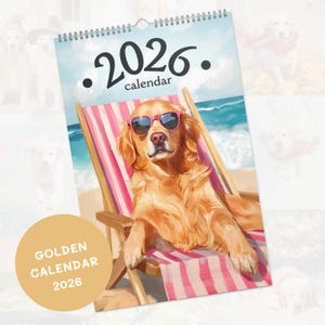 2026 Golden Retriever Wall Calendar Monthly Planner, Dog Lover Gift, Dopamine Wall Decoration Dogful Home Decor Trendy Aesthetic Stationery