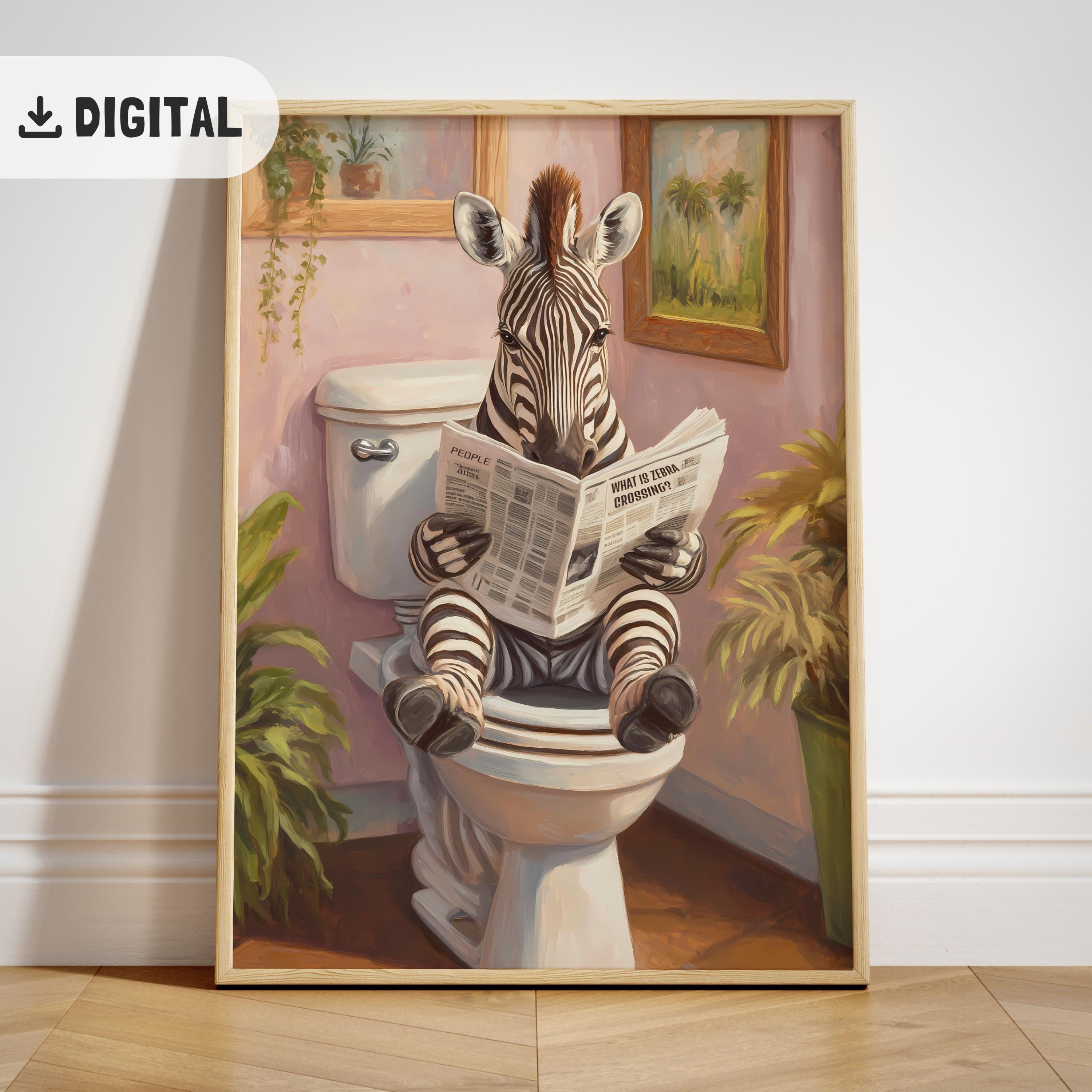 Tableaux Toile Animaux Drôles - Lot De 2 Peintures Murales Zoo Pour Salon Ou Salle De Bain