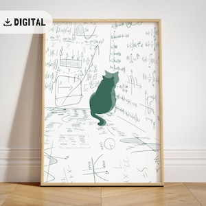 High School Math Educational Poster Classroom Decor, Funny Science Art Print for Cat lovers, Middle School Wall Art Mathematics Teacher Gift