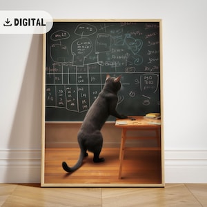 High School Math Educational Poster Classroom Decor, Funny Science Art Print for Cat lovers, Middle School Wall Art Mathematics Teacher Gift