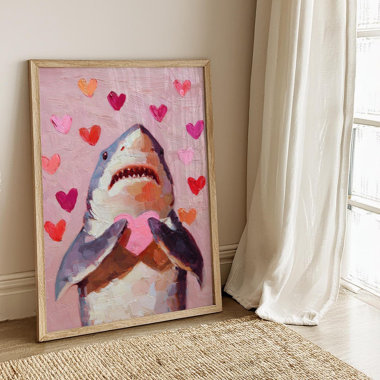 Funny Shark Valentines Art Print: Romantic Love Poster, Printable Shark ...