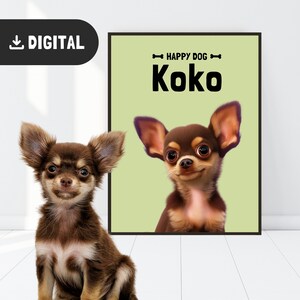 Custom Cartoon Dog Portrait Dog Poster Cartoon style Pet Portrait into Cartoon Personalized Dog wall art From Photo Custom Dog Art Gift