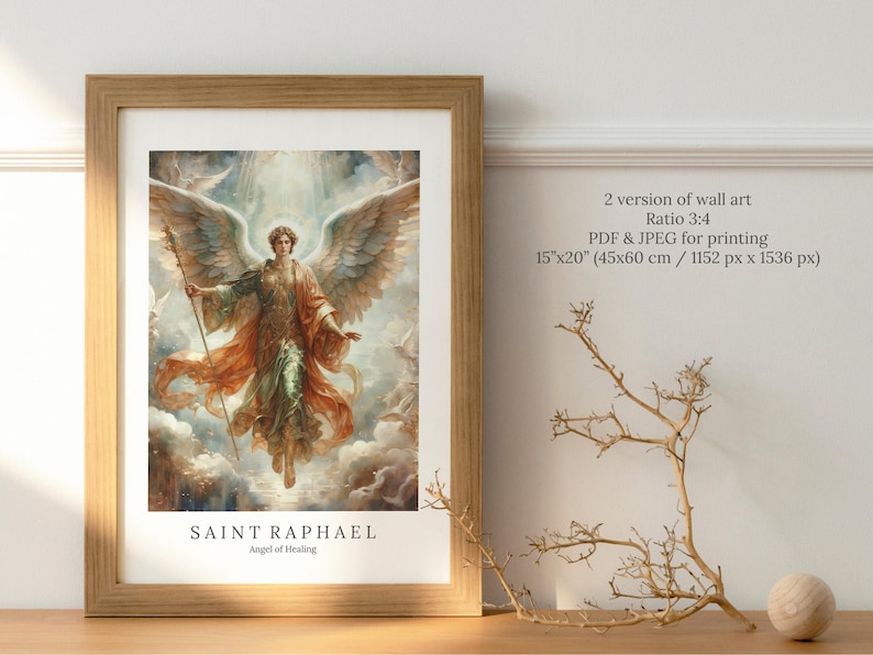 Archangel Raphael Art Print – Angel of Healing, Protection (digital ...