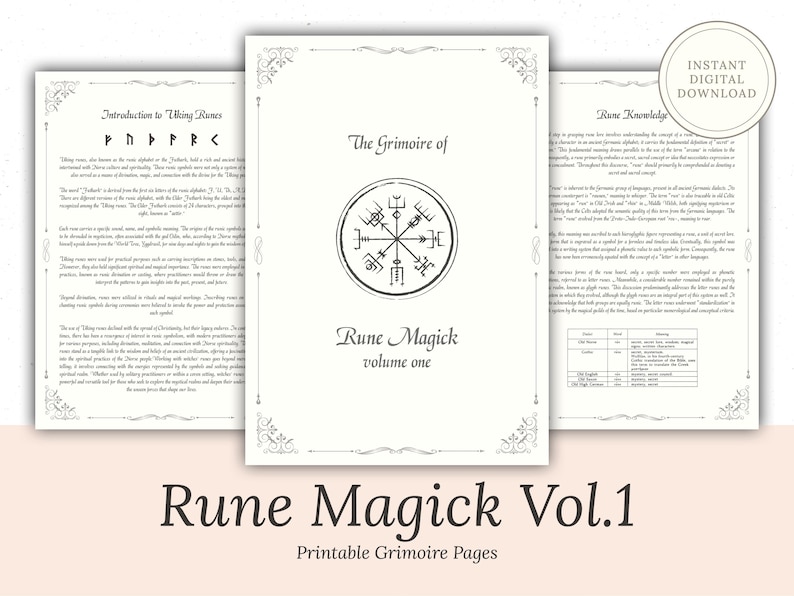 Rune Magick Grimoire - Elder Futhark Runes, Book of Shadows (digital ...