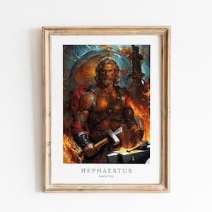 Hephaestus Digital Art - God of Fire, Volcanoes, Forges, Blacksmithing, Hephaestus Painting, Hephaestus Wall Art, Greek God
