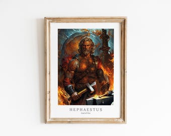 Hephaestus Digital Art – Greek God of Fire, Blacksmith (PDF & JPEG)