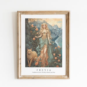 Freyja Digital Art - Goddess of Love, Beauty, War, Fertility, Norse Goddess, Freyja Painting, Freyja Wall Art, Witchcraft, Instant Download