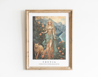 Freyja Goddess Art Print – Norse Mythology, Witchcraft Decor (Digital Download)