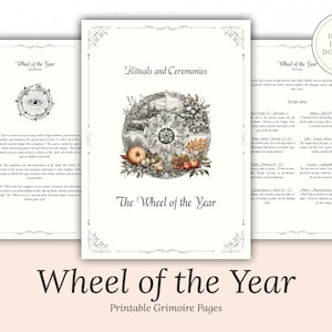 Wheel of the Year - Rituals and Ceremonies, Printable Grimoire Pages, Book of Shadows, Sabbats, Pagan Tradition, Witch Festival, Wicca