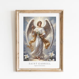 Archangel Gabriel Digital Art - Saint Gabriel, Angel of Annunciation, Messenger of God, St Gabriel Painting, Wall Art, Christianity