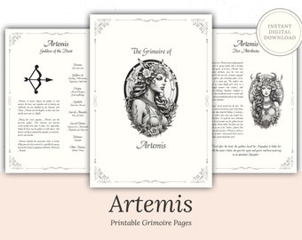 Artemis Grimoire Pages – Goddess of the Hunt, Protection Spell (Digital Download)