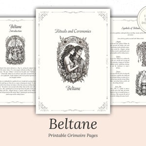 Beltane - Rituals and Ceremonies, Printable Grimoire Pages, Book of Shadows, May Day, Pagan Tradition, Witch Festival, Wheel of the Year
