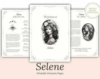 Selene - Grimoire Pages - Goddess of the Moon - Dream Spells - Book Of Shadows - Printable - Digital Guide - Witchcraft - Intuition Spells