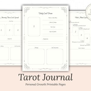 Journal de tarot - développement personnel, cahier d'exercices de tarot, lecture quotidienne de cartes, tartes à tartiner, cahier de jeu de tarot, sorcière, grimoire, Oracle, numérique