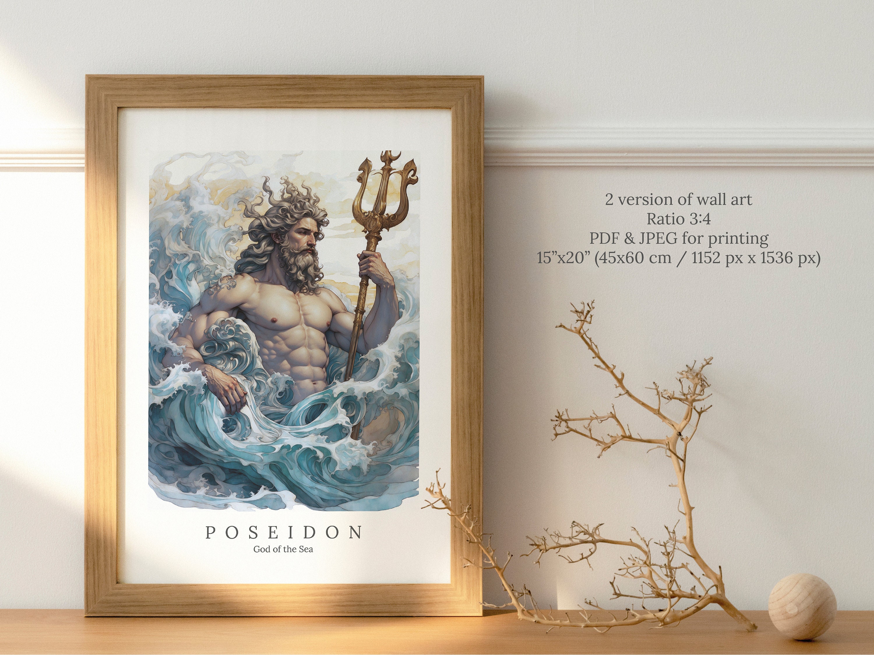 Poseidon Digital Art - God of the Sea, God of Water, Poseidon Wall Art ...