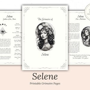 Selene - Grimoire Pages - Goddess of the Moon - Dream Spells - Book Of Shadows - Printable - Digital Guide - Witchcraft - Intuition Spells