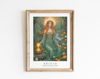 Brigid Digital Art - Goddess of Spring, Healing, Fertility, Celtic Goddess, Brigid Painting, Brigid Wall Art, Imbolc, Witchcraft, Instant