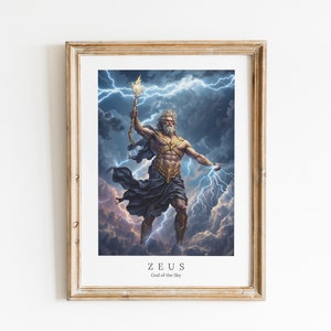 Zeus Digital Art - God of the Sky, God of Thunder, God of Order, Zeus Wall Art, Greek Mythology, Altar Decor, Greek God, Olympian God