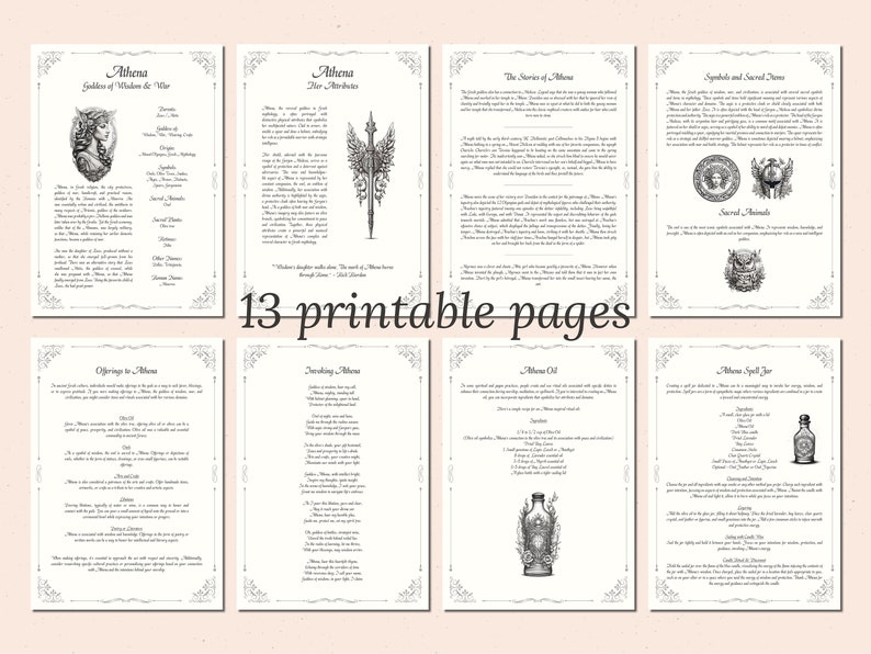 Athena Grimoire Pages – Goddess of Wisdom & War (digital Download) - Etsy