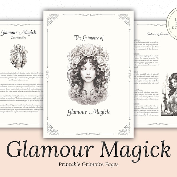 Glamour Magick - Grimoire Pages - Beauty Magick - Beauty Spells - Witchcraft - Book Of Shadows - Printable - Digital Book of Shadows