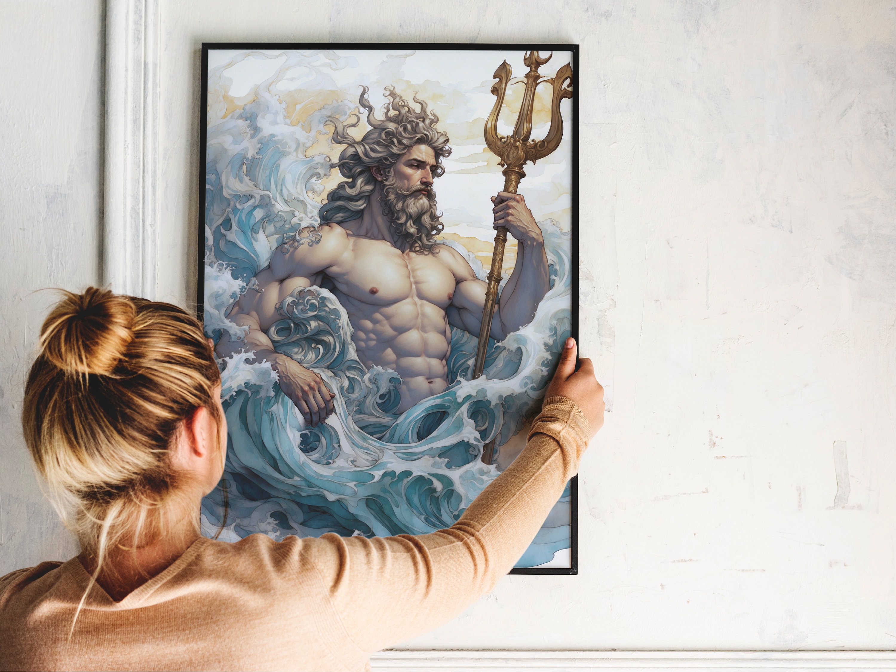 Poseidon Digital Art - God of the Sea, God of Water, Poseidon Wall Art ...