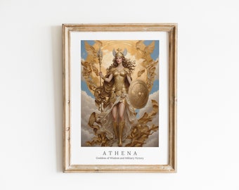 Athena Goddess Art Print – Greek Mythology Altar Decor (Digital Download)