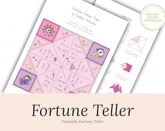 Fortune Teller Printable - Cootie Catcher, Digital Download, Halloween Party, Party Game, Divination, Witchcraft, Kids Craft, Tarot, School