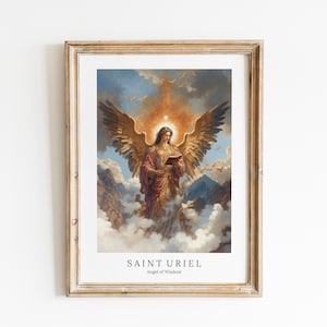 Archangel Uriel Digital Art - Saint Uriel, Angel of Wisdom, Truth, Light, St. Uriel Painting, Wall Art, Christianity, Guardian Angel