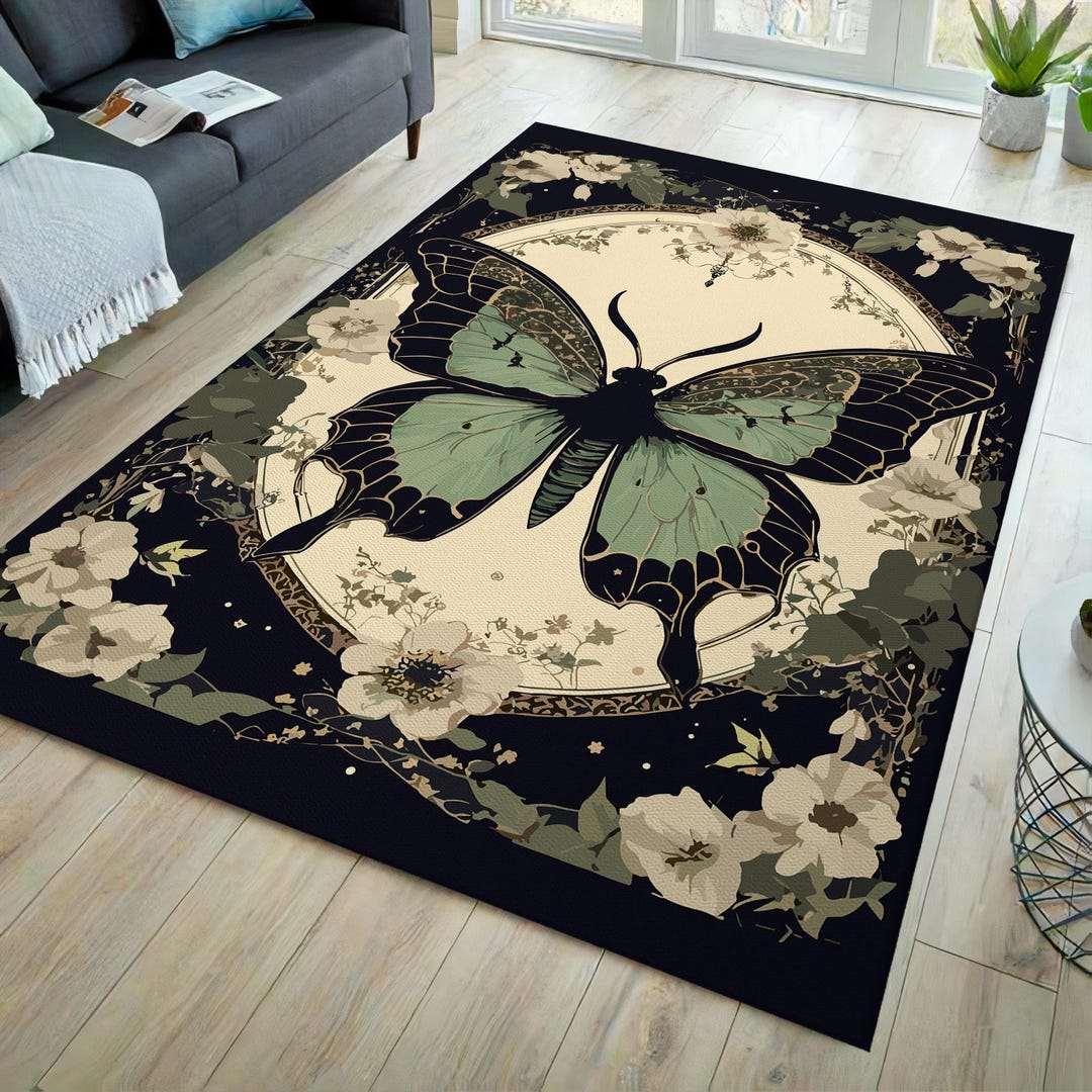 Butterfly Pattern Rug, Animal Themed Rug, Butterfly Carpet, Butterfly ...
