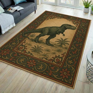 Dinosaur themed rug, ethnic motifs pattern rugs, fossil rug, dinosaur fossil rug, animal fossil rug, t-rex rug, dinosaur pattern rug