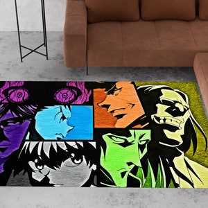 Colorful anime rug, anime rug, japanese anime rug, anime patterned rug, anime-themed rug, manga art rug, anime area rug, japan rug