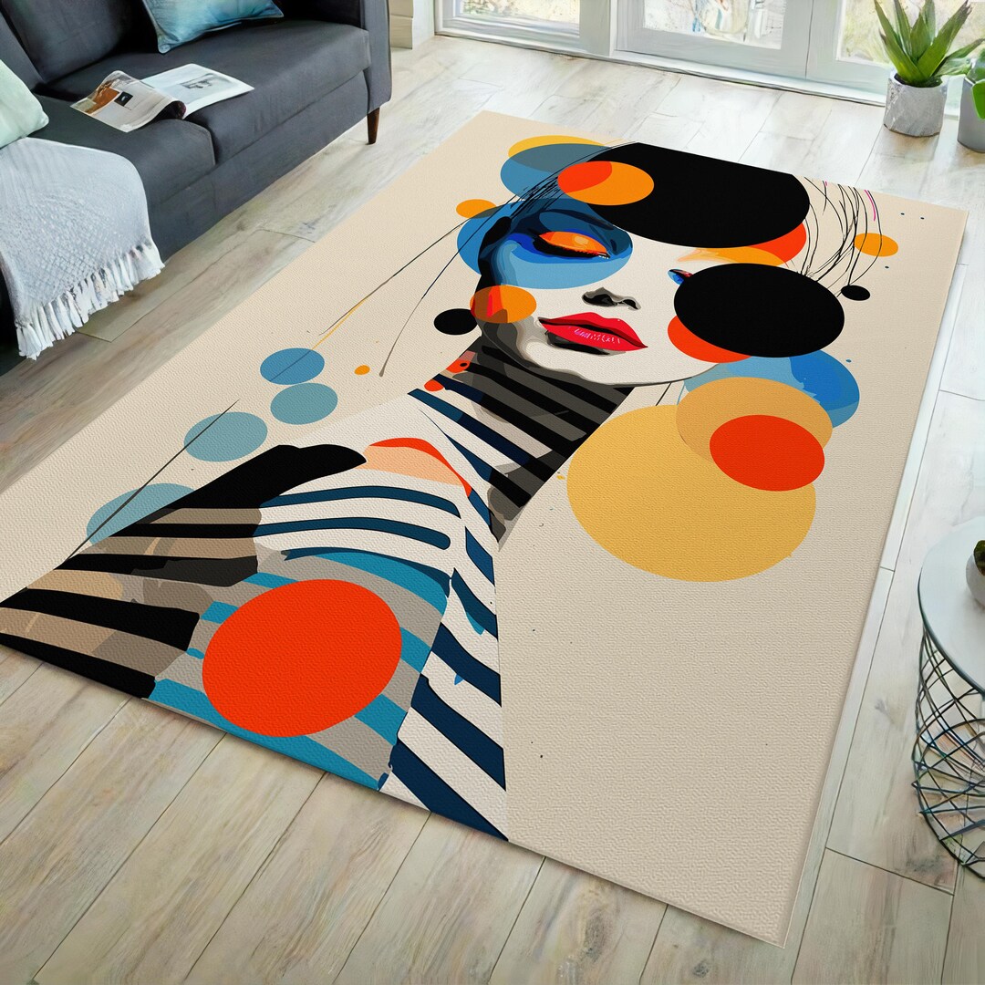 Woman Themed Rug, Colorful Rug, Woman Figurine Rug, Decorative Rug ...