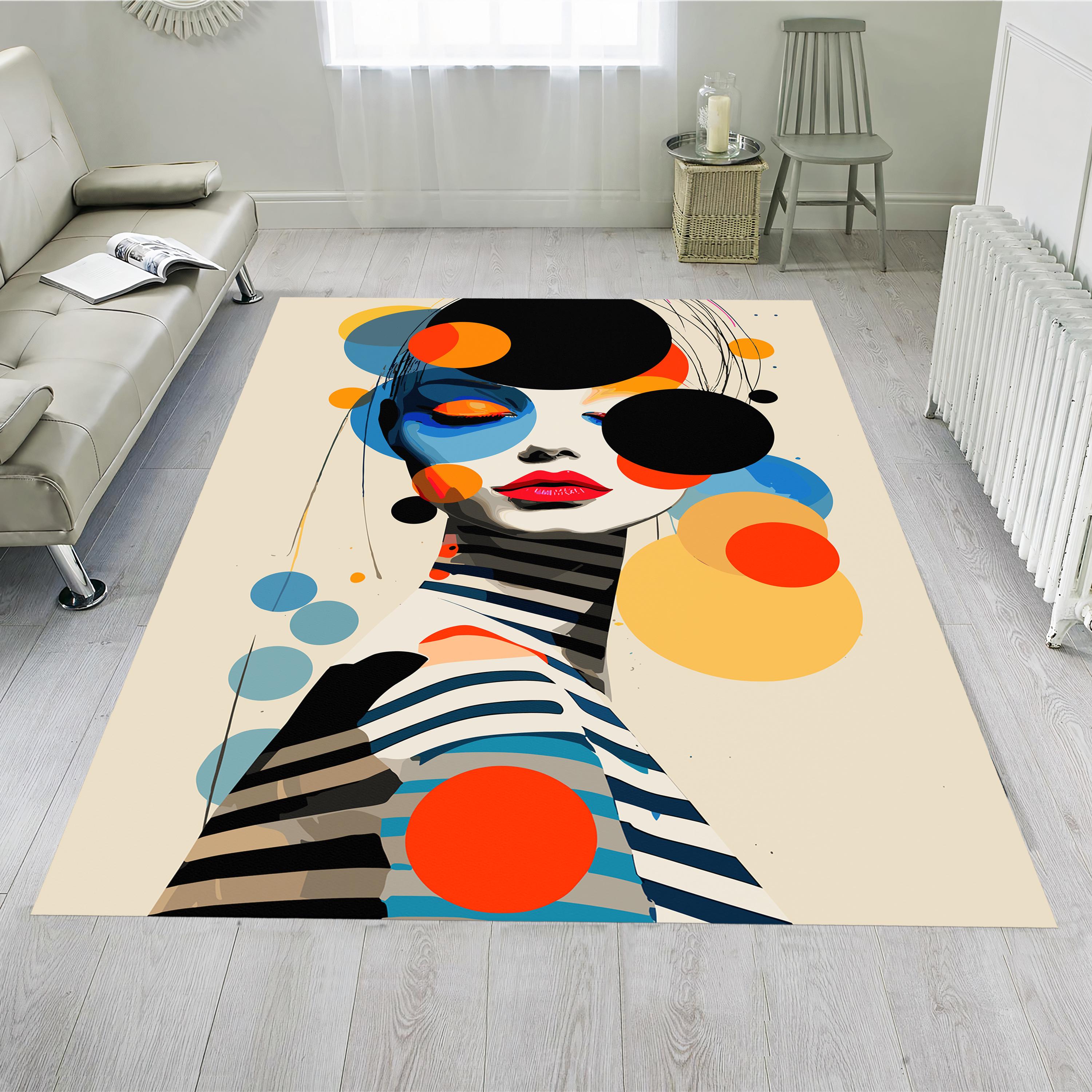 Lady Rugs Woman Themed Rug, Colorful Rug, Woman Figurine Rug, Decorative Rug ...