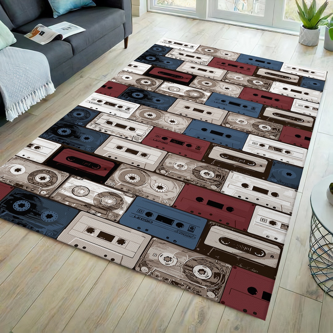 Cassette Pattern Rug, Music Room Rug, Cassette Rug, Music Rug, Music ...