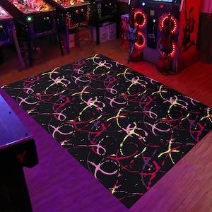 Arcade rug, bowling alley carpet, arcade carpet, home arcade decor, gift for gamer, retro arcade rug, arcade decor, colorful rug