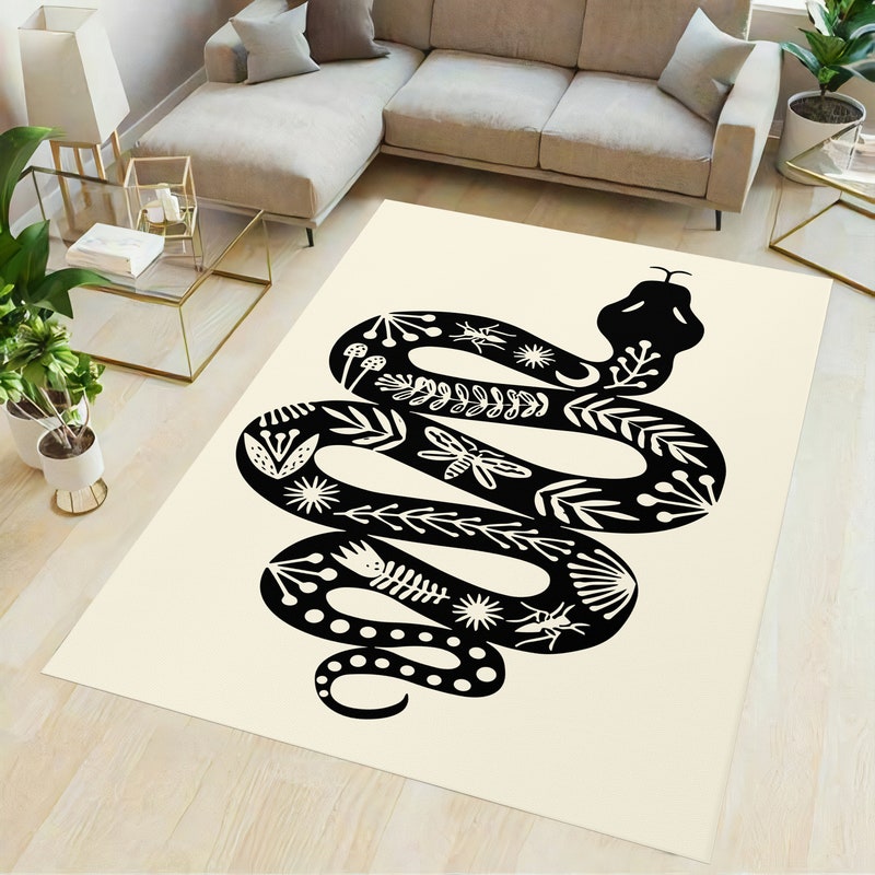 Whitesnake Rug Snake Print Rug - Etsy