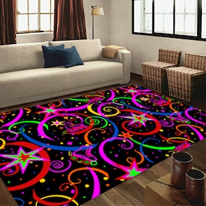 Bowling alley carpet, skate pattern rug, arcade carpet, gamer rug, retro arcade rug, arcade decor, home arcade decor, stars pattern rug