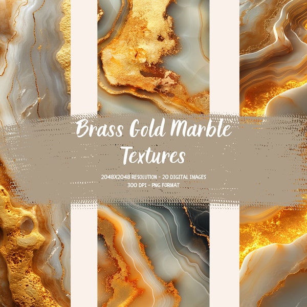 Unique Brass Gold Marble Textures Clip Art - High-Quality Graphics for Digital and Print Use