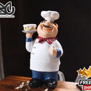 Figurka francuskiego szefa kuchni | Dekoracja 3D z żywicy dla smakoszy | Dekoracyjny przedmiot kolekcjonerski do domu | Pomysły na prezenty na parapetówkę
