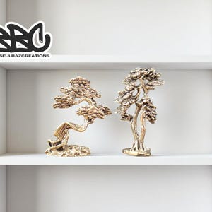 Mini Bonsai Tree Statue | Copper Alloy Pine Figurine | Landscape Metal Decor | Welcoming Home Accent | Living Room Display
