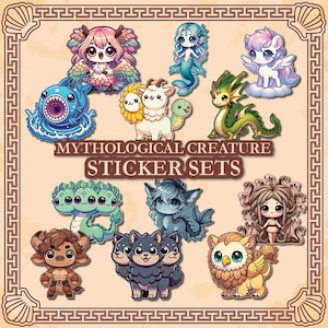 Greek Mythical Creature Stickers - Set of 3, 6, 9, or 12